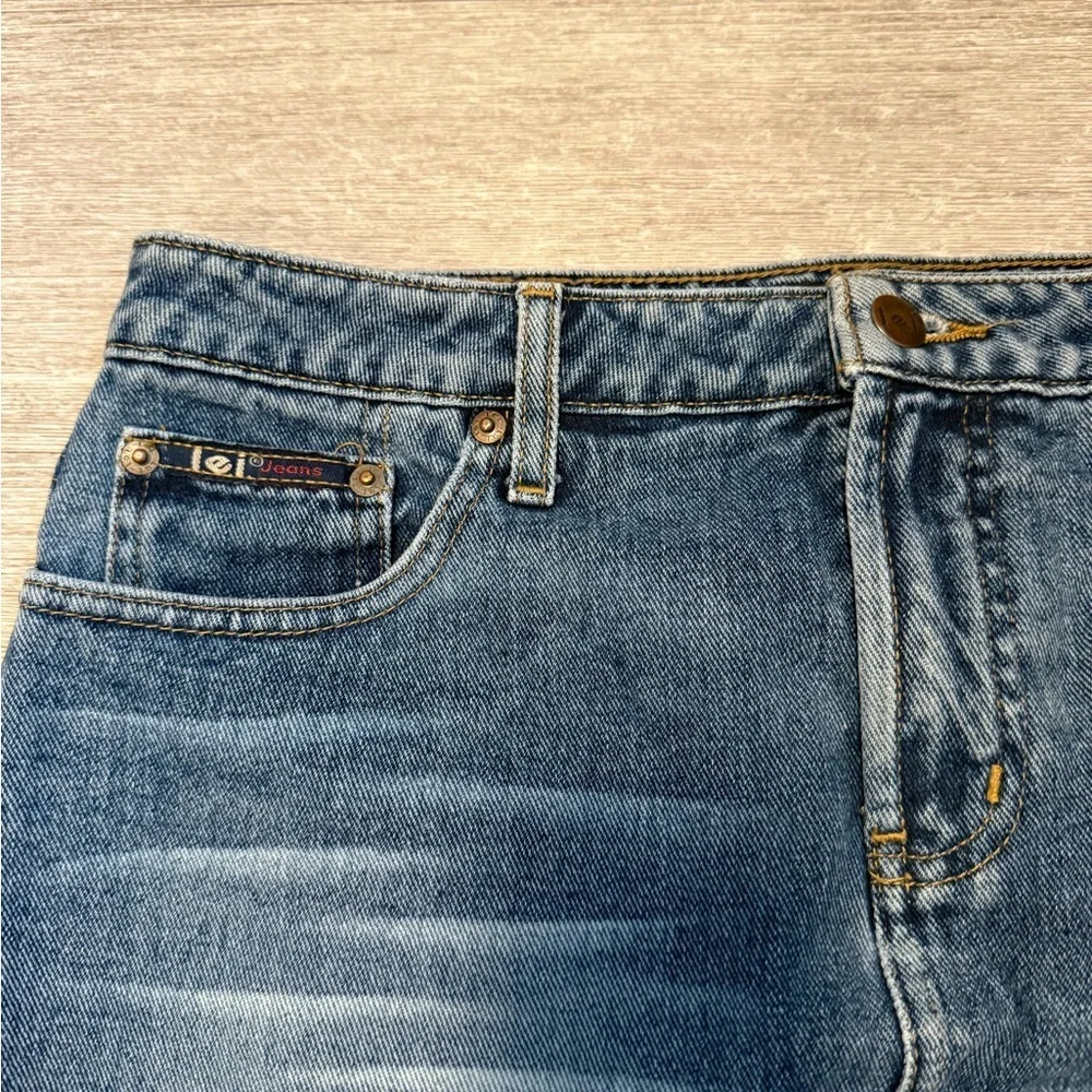L.E.I Denim A-Line Medium Wash Mini Skirt